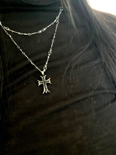 holy black cross cubic choker necklace