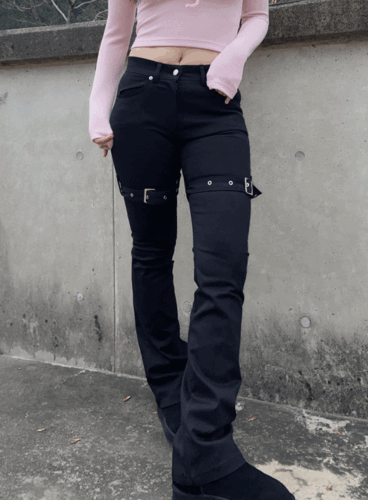 belted cotton real bootscut jeans