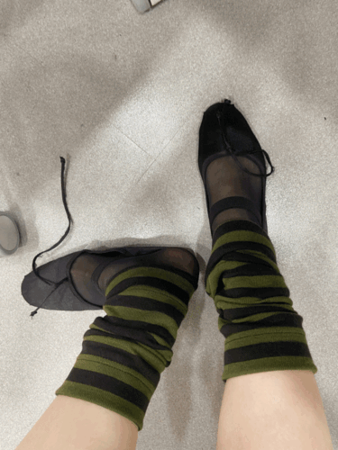 retro stripe leg warmer knne socks (BLACK,GRAY,KHAKI)