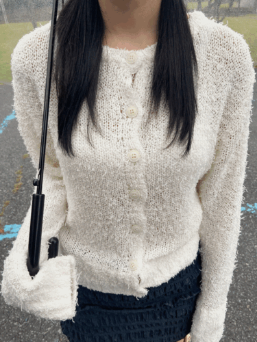 bubble two way bookle button knit cardigan
