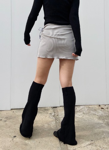 rifu belua shirring h line mini skirt