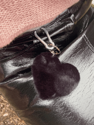 forever heart fur black mink layering keyring