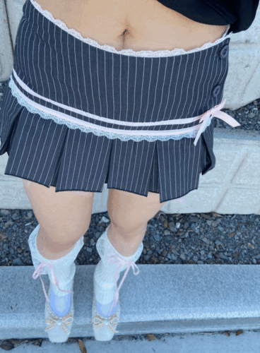 preppy stripe pleats mini skirt