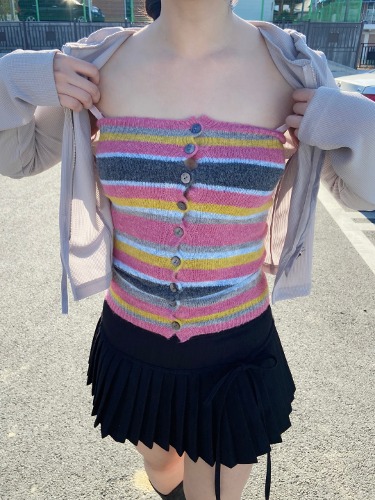 rainbow knit sleeveless top